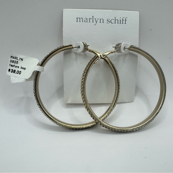 Marlyn Schiff Jewelry - Marlyn Schiff Gold Textured Hoop Earrings